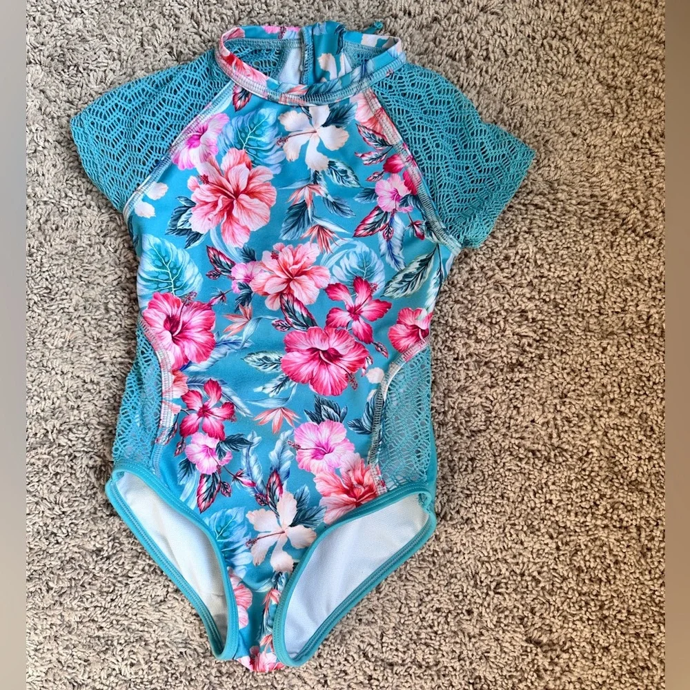 Floral Blue Kids Swimwear size 4/5 - Picture 1 of 4